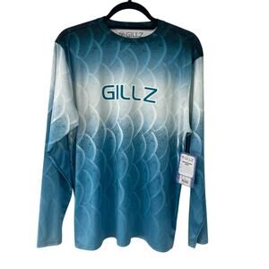 NWT Gillz UPF 50+ Long Sleeve Performance Fishing Shirt Blue Scales Mens Medium